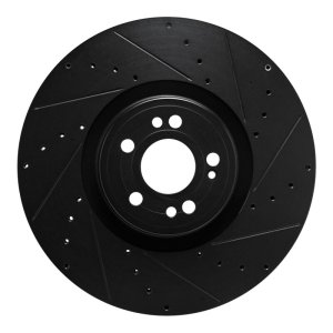 Mercedes-Benz GLE450e Brake Rotor (1) - Front Right - R1 Concepts - Drilled & Slotted - Black - `20-`26